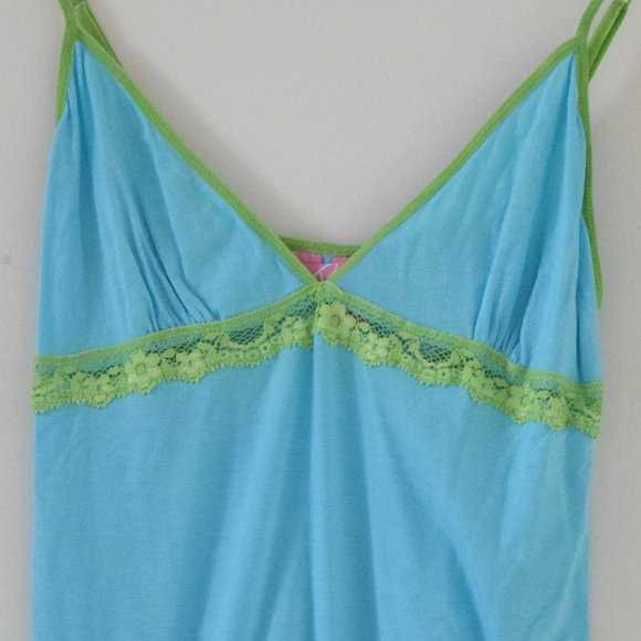 VS PINK Blue & Green Contrast Lace Trim Cami Tank Top | Size XS - Picture 3 of 5